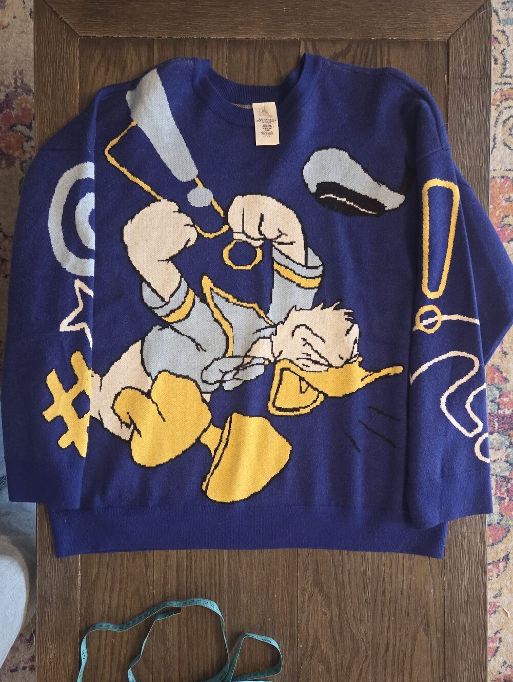 Disney Navy Blue Sweater with Yellow and Cream Donald Duck Graphic